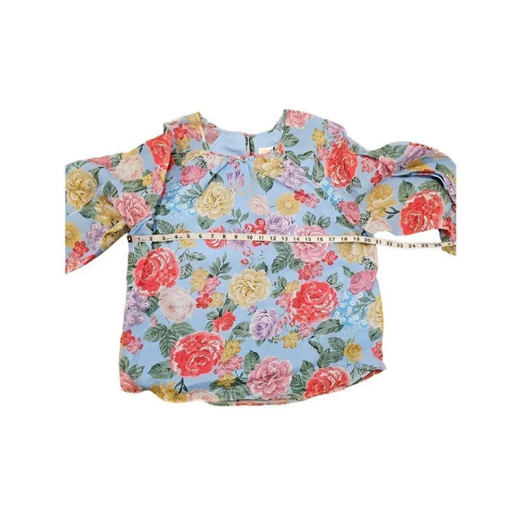 Divine Heritage Revolve S Floral Blouse 100% Silk in Sky - Picture 11 of 12